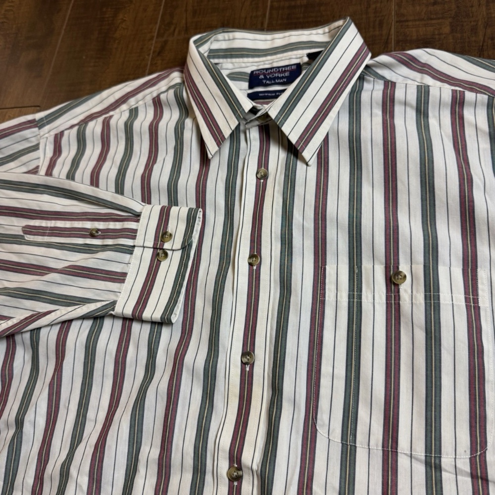 Roundtree & Yorke Wrinkle Free Mens 2XLT Striped Long Sleeve Shirt